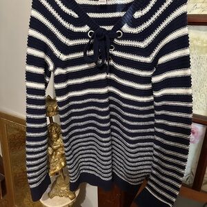 Motherhood - Maternity; Navy and White Striped Sweater